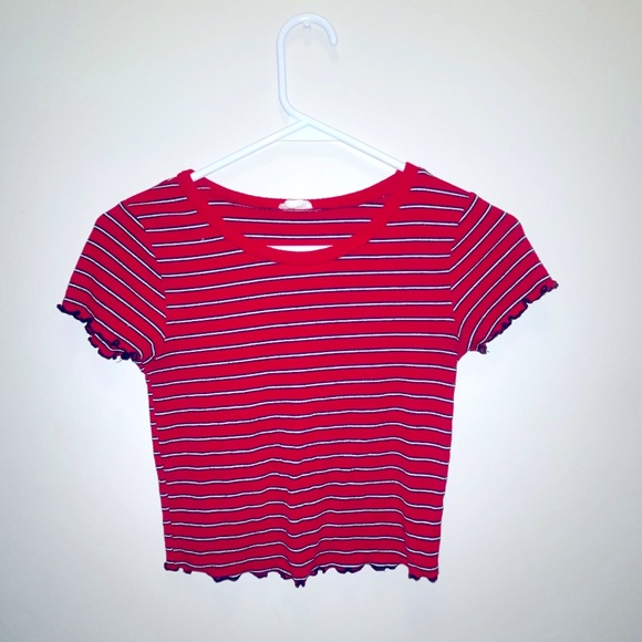 Garage Red strip crop top - Picture 1 of 2